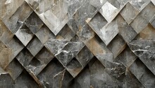 Gray Marble Wall Diamond Style 3D Relief Modern Angular Texture Wallpaper 