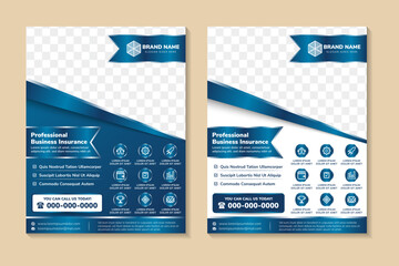 Wall Mural - flyer template design with headline is professional business insurance. space of photo collage. adve