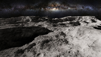 Wall Mural - moon surface, landscape with crater