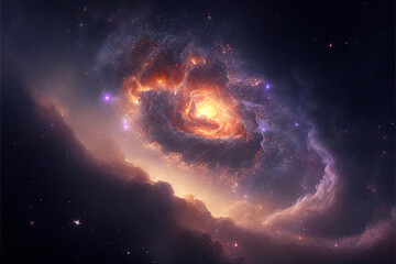Wall Mural - Universe - spiral galaxy with stars in space. Abstract cosmos background. Generative AI 