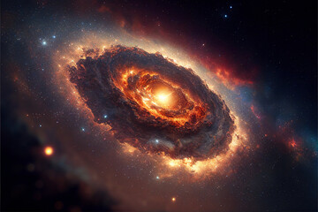 Wall Mural - Universe - spiral galaxy with stars in space. Abstract cosmos background. Generative AI 