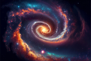 Wall Mural - Universe - spiral galaxy with stars in space. Abstract cosmos background. Generative AI 