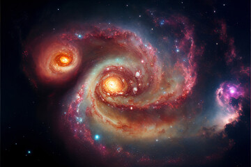 Wall Mural - Universe - spiral galaxy with stars in space. Abstract cosmos background. Generative AI 