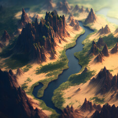 Aerial Canyon Sunset - AI Generated