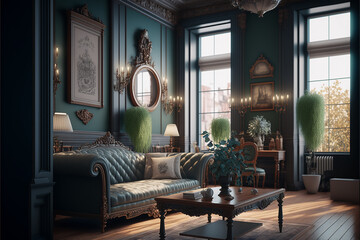 design living room victorian style. Generative AI