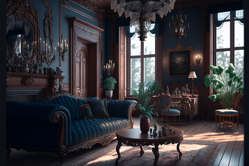 design living room victorian style. Generative AI