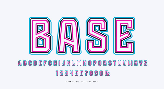 Color contours sans serif font in the sport style
