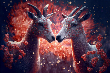 Poster - Love between two goats on Valentine's Day