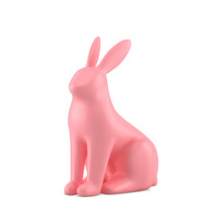 Wall Mural - Small rabbit pink Easter ceramic statuette traditional religious holiday celebration 3d icon vector