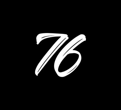 Vector Numbers Logo Handlettering Calligraphy Style 76