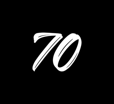 Vector Numbers Logo Handlettering Calligraphy Style 70