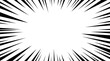 © Elena Pimukova - Manga speed burst frame. Radial anime speed lines. Crash zoom effect for comic book. Radial lines overlay template. Manga brust frame. Cartoon boom effect. Vector illustration on white background.