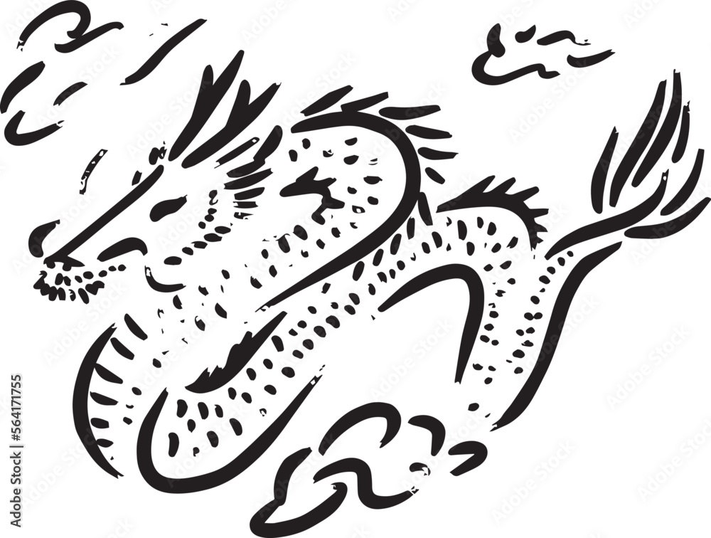 2024 干支 辰年 辰 龍 たつ 竜 手描き 墨絵 水墨画 年賀状素材 2024 干支 辰年 辰 龍 たつ 竜 手描き 墨絵 水墨画 年賀状素材