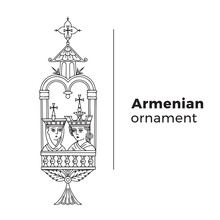 Armenian Ornaments Churches And Temples Vector In White Background