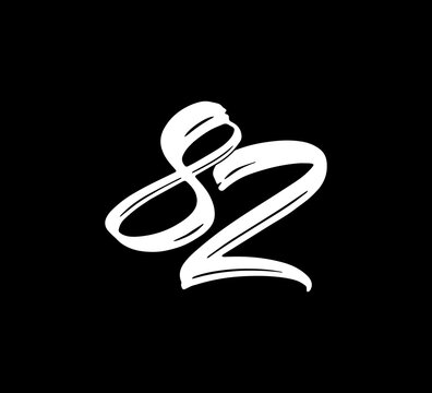 Vector Numbers Logo Handlettering Calligraphy Style 82
