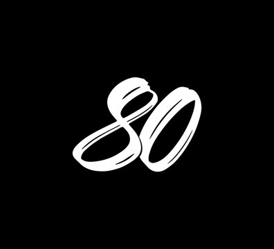 Vector Numbers Logo Handlettering Calligraphy Style 80
