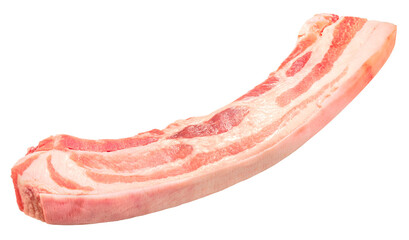 Wall Mural - Streaky pork isolated on white background, Slide pork belly raw or Raw sliced bacon on white background PNG File.