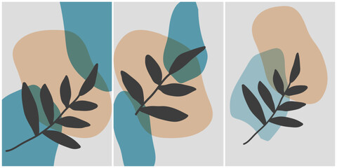 Wall Mural - minimal art. plant artistic. boho floral hand drawn vector background with abstract plant.