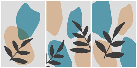 Wall Mural - minimal art. plant artistic. boho floral hand drawn vector background with abstract plant.