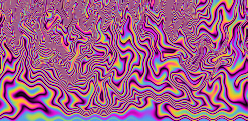 Poster - Abstract psychedelic background with rainbow smudges and stains, like on gasoline film.