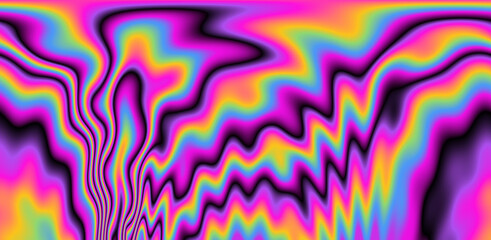 Poster - Abstract psychedelic background with rainbow smudges and stains, like on gasoline film.