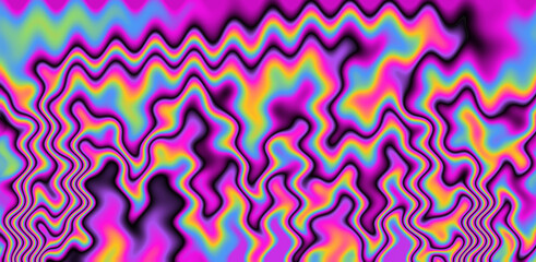 Poster - Abstract psychedelic background with rainbow smudges and stains, like on gasoline film.