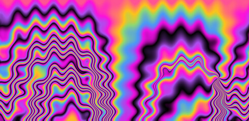 Poster - Abstract psychedelic background with rainbow smudges and stains, like on gasoline film.