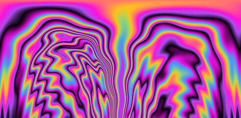 Poster - Abstract psychedelic background with rainbow smudges and stains, like on gasoline film.