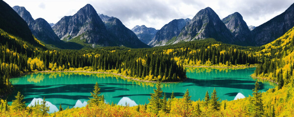 Sticker - alpine lake in the mountains