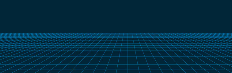 Poster - Blue background with perspective grid