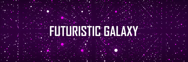 Poster - futuristic infinite flow of scientific data on purple background. network structure of an array of p