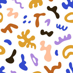 Poster - Abstract creative pattern. Modern seamless background, repeating print with irregular trendy organic shapes. Endless texture for fabric, textile, wrapping. Flat vector illustration for decoration