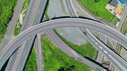 Poster - 高速道路のジャンクション　真俯瞰　空撮