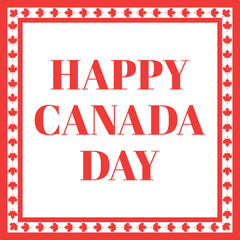 Wall Mural - Happy Canada day design with maple leaf frame border