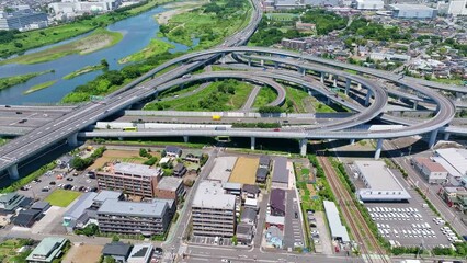 Poster - 高速道路のジャンクション　空撮　前進