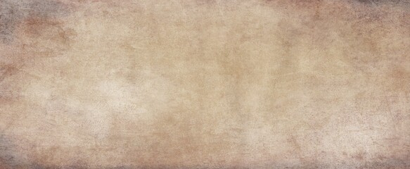 Poster - Old brown paper parchment background design with distressed vintage stains and ink spatter and white faded shabby center, elegant antique beige color