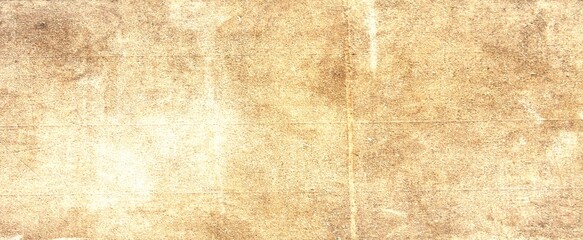 Poster - Old brown paper parchment background design with distressed vintage stains and ink spatter and white faded shabby center, elegant antique beige color