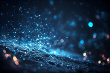 Glowing Sparkles On A Navy Blue Winter Blizzard Background