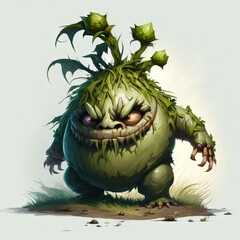 Sticker - Fantasy RPG fat goblin illustration, created with generative ai