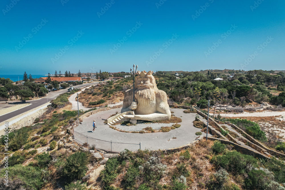 2 Rocks Perth Aerial view of ann abandoned marine park with statue of Neptune in Two ...