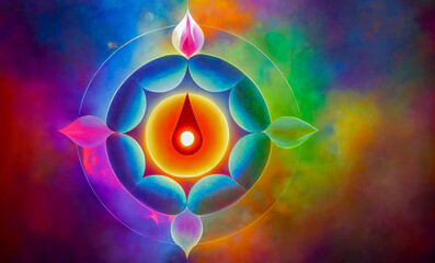 Wall Mural - background with glowing chakra symbol, Generative AI Art Illustration