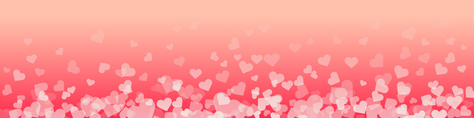 Wall Mural - Love valentine background with petals of hearts on gradient background. Vector banner, postcard, background.The 14th of February. Vector EPS 10