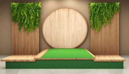 Minimal modern product display on neutral beige background - Green Screen and Plants Setup