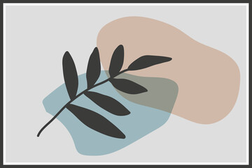 Wall Mural - minimal art. plant artistic. boho floral hand drawn background with abstract plant.