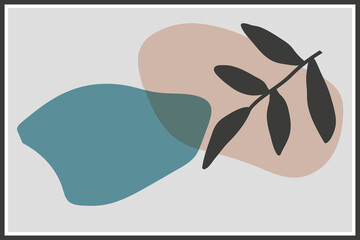 Wall Mural - minimal art. plant artistic. boho floral hand drawn background with abstract plant.