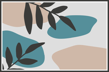 Wall Mural - minimal art. plant artistic. boho floral hand drawn background with abstract plant.