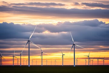 Aerial view of a wind farm - renewable energy and sustainable - created with Generative AI