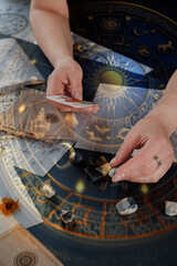 astrology. astrologer calculates natal chart and makes a forecast of fate.tarot cards, fortune telli
