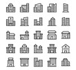 building icon outline style. Pixel perfect. editable stroke
