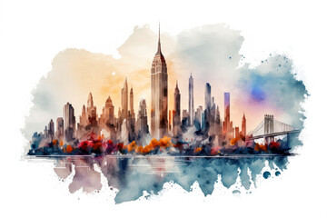 Watercolor new york illustration, generative ai